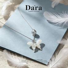 DARA Akoya Pearl Pendant S925 Silver 6-7mm Round Pearl Butterfly Design Playful & Lively Style - Multicolor - View 3