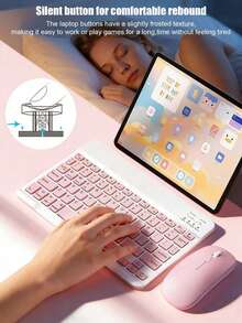 Lightweight Wireless Rechargeable Keyboard And Mouse Combo, Ultra-Thin Portable Wireless Keyboard And Mouse Set, Wireless Bluetooth Mini Type-C Rechargeable 10-Inch Square Keyboard Suitable For Laptop, Tablet, Small Girls Office Silent Typing Fully Compatible With IPad/Android Tablet/Phone/Laptop And PC, Multi-Device Three-System Universal, Turn Phone/Tablet Into Computer - View 2