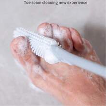1pc Toe Gap Cleaning Brush, Soft Bristle Foot Brush For Removing Dead Skin, Light Beige, Exfoliating Nail Care Essential, Foot Care Tool, Handheld Brush, Portable Brush Head, Durable Bristles, Hygienic Material, Exfoliating Tool - Multicolor - View 1