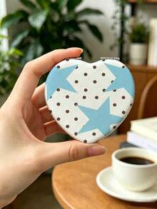 Blue Star Pattern Portable Folding Double-Sided Makeup Hand Mirror, A Shock-Proof And Easy-To-Carry Multi-Functional Small Beauty Mirror, A Travel Essential Suitable For Various Scenarios, An Ideal Gift Choice For Both Men And Women. - Multicolor - View 7