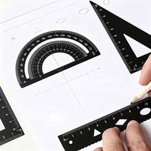 4-Piece Metal Ruler Set, Includes Straight Ruler, Triangle Ruler, Protractor, Specialized For Measuring And Drawing, Ideal For School, Office And Woodworking, Multi-Functional, Resistant To Bending, Clear Markings, Rounded Edges For - Multi-color - View 7