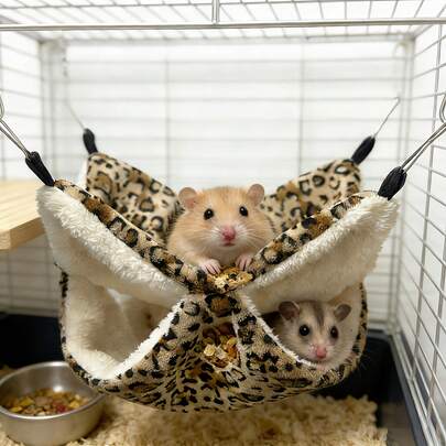1pc Sugar Glider Hanging Sleeping Nest Bed Hammock For Hamster, Chinchilla, Guinea Pig (Includes 4 Extra Hooks)
