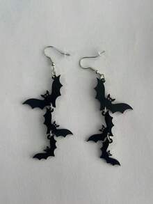 1 Pair Halloween Bat Pendant Earrings, Women's Fun Cute Unique Halloween Costume Accessory, Holiday Jewelry Gift - Multicolor - View 9