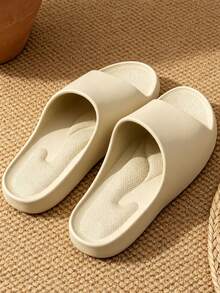 Unisex Minimalist Slippers, Solid Color Soft EVA Slippers, Quick-Drying Bathroom & Pool Shoes, Couple Casual Indoor & Outdoor Slippers - Khaki - View 5