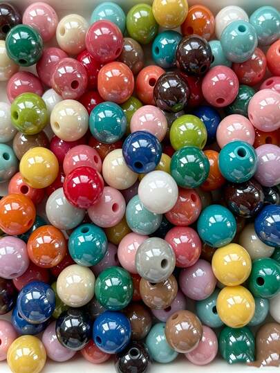 10mm Mixed Color Glossy Round Beads DIY Bracelet, Earring, Headband, Keychain Making Materials