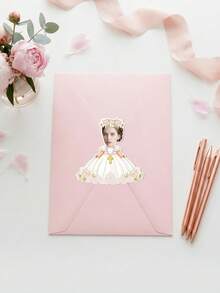 8/20/40pc Custom Photo Wedding Stickers,First Communion Stickers,Personalized Holy Communion Vinyl Decals For Gift Packing Envelope Cup Decor,Religious Ceremony Party Favor Supplies,Bridal Shower - Multicolor - View 6