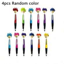1/4/5pcs Creative Multicolor Cute Smiling Face Plush Head Ballpoint Pens, Personalized Back To School Gift Pens - Multicolor - View 12
