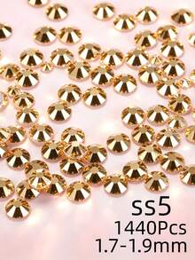 Gold Flat Back Rhinestones, Multi-Size Round Crystal Hot-Fix Rhinestones, Shiny Adhesive Rhinestones, Suitable For Nail Art, Phone Cases, Shoes, Clothing, Handmade DIY Decoration - Gold - View 7