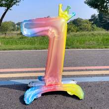 32 Inch Rainbow Gradient Self-Standing Number Balloons 0-9, Perfect Decoration For Birthday Parties, Anniversaries, Weddings, Christmas And Other Outdoor Occasions - Multicolor - View 12
