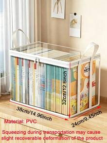 2/1 Heavy Duty Transparent PVC Storage Box, Foldable With Visible Window Storage Bag, Thickened Waterproof Rectangular Container, Suitable For Books, Toys, Stationery And Snacks, Space-Saving Home And Classroom Storage, Practical Holiday Gift Choice,Bedroom Room Decor,Back To School - Multicolor - View 14