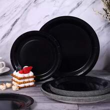 100/50/25/10/1pc Black Paper Plates, Luxury Party Plates, Suitable For Wedding, Birthday, Banquet, Picnic, Gathering, Dessert And Food Display, Disposable For Quick Table Cleanup, Holiday Party Table Decor Paper Plates - Black - View 2