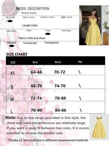 女款純色側拼接抓皺胸杯性感優雅時尚度假婚禮派對細肩帶洋裝 夏季黃色 - 黃色 - 查看 7