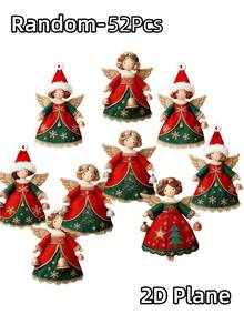 65/58/52/45/36/30/22/15/10/8Pcs MDF Christmas Angel Hanging Ornaments, Wooden Santa Decor For Tree Window Home Holiday Gift - Angel - View 16