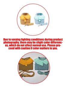 1 Set Adjustable Plaid Dog Harness Set, Anti-Pull/Anti-Choke, Cute Yellow/Green Cat & Dog Harness Dress, Dog Supplies, Dog Leash, Suitable For Small To Medium Dogs, Hook And Loop Design, Perfect For Outdoor Walks, Park Play And Photos - Multicolor - View 11