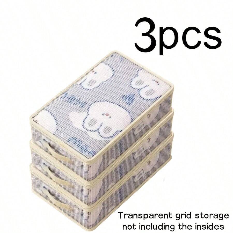 1/3pcs Foldable Bed Sheet Storage Bags With Sturdy Zipper | Large Capacity Storage Bags For Blankets, Bedding, Duvets, Suitable For Closets And Cabinets | Space-Saving Fabric Organizer Bags For Home Under-Bed Storage And Dust Protection - Multicolor - View 1