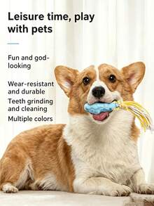 1pc Macaron Color Tassel Rope Pet Chew Toy, Interactive Pull Training Teething Stick, Durable Anti-Bite Chewing Accessory, Cute Daily Teething Toy For Small And Medium Puppies - Multicolor - View 4