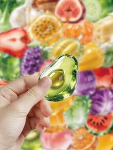 50pcs Glass Fruit & Vegetable Stickers For Decoration, Scrapbook, Phone Case, Notebook, Diary, Tablet, Planner, Luggage, Guitar, Skateboard, Violin - Glass Fruit and Vegetables - View 3