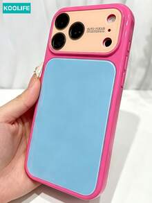 KOOLIFE Luxury Ins Style Summer Dopamine Color Block Phone Case, Compatible With IPhone 17 Pro Max, New 16 Pro Max, 15 Pro Max, 13 Pro, 13, 14 Pro Max - Magenta Edge + Blue Backplate - View 2