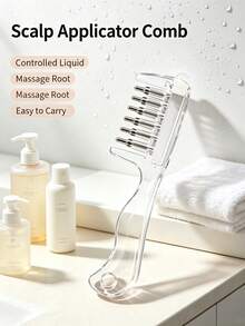 1pc Portable Scalp Applicator Comb With Rotatable Metal Teeth, Suitable For Applying Hair Oil And Essence, Evenly Distributes Liquid Around Hairline While Massaging Scalp, Comes With Dust Cover For Easy Refill And Carrying - Multicolor - View 2