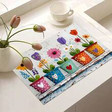 (Hot !!) 1pc Colorful Floral Pattern, 2D Printed Flat Stove Mat, Rubber Non-Slip Heat-Resistant Stove Cover Pad, Suitable For Induction Cooktop, Glass Stove, Multi-Functional Scratch-Resistant Mat, Best Choice For Oven, Washing Machine, Dryer, Kitchen Decor - Multicolor - View 12