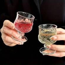 Imported Whiskey - Foreign Wine - Whiskey Accessory - 6pcs Set Of Diamond/Butterfly/Sunflower Pattern - Crystal Clear Highball Glasses With Light Refraction - Stylish Mini Shot Glasses For Vodka And Whiskey - Tall Design Non-Greedy Cups - Clear - View 5