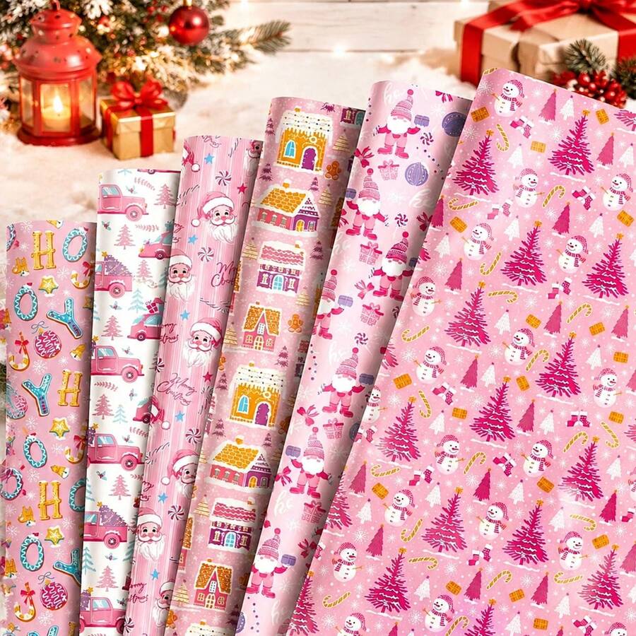 36/72 Sheets Premium Christmas Wrapping Paper (Includes Stickers) - Snowflake, Christmas Tree And Other Holiday Patterns, Suitable For Gift Wrapping And Decoration, Christmas Paper - Style C - View 1