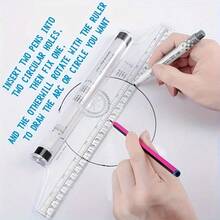 2pcs Plastic Ruler Drawing Roller Ruler Parallel Ruler Multi Functional Drawing Design Ruler Used For Measurement Drafting Schools And Offices - 2pcs Set - View 7