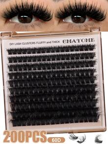 160/180/200pcs D-Curl Single Lash Extensions, Long-Lasting, Lightweight & Long, Suitable For Home DIY Beginners, Portable Travel Pack, Soft & Voluminous, Mixed Design, Enhances Eyes, Easy To Use, Perfect For Stage/Daily/Cosplay/Photography/DIY Eye Makeup - D - View 19