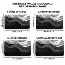 Elegant Grey Fluid Art Design Large Extended Gaming Mouse Pad, Non-Slip Rubber Base, Smooth Glide Surface, Multi-Functional Workspace Mat For Computer Office Home Study, Modern Abstract Desktop Decor - A - View 5