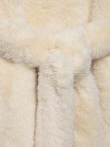 DEEKA Autumn/Winter New Women's European And American Style Fashion Belted Faux Fur Effect Coat Jacket - Beige - View 7