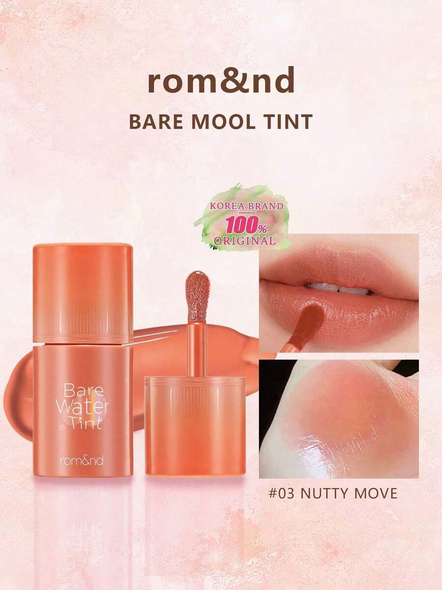 Rom&nd Romand BARE MOOL 唇釉 #03 NUTTY MOV,亮泽唇膏,色彩鲜艳,持久显色,MLBB(My Lips But Better,我的唇色,但更美)| 轻盈质地 | 保湿持久唇釉 | 高显色度,亮泽,纯素,韩国彩妆,4.5克(0.16盎司),赠品 - #03 NUTTY MOVE - 查看 1