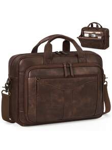 Messenger Bag For Men, 16 Inch Vintage PU Laptop Briefcase - Multicolor - View 9