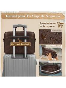 Messenger Bag For Men, 16 Inch Vintage PU Laptop Briefcase - Multicolor - View 7