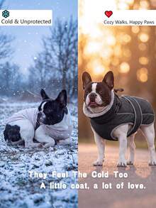Dog Winter Coat, Thickened Warm Fleece Lining, Adjustable Pet Vest With Reflective Strip, Built-In Collar D-Ring, Outdoor Medium To Large Dog Jacket - Black - View 4