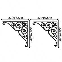 2D Flat, 1pc European Vintage Carved Metal Bracket, Space-Saving, Wall-Mounted (Drilling Required), Multi-Functional Practical Shelf - A - View 7