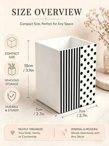 1件條紋與波點拼接圖案多功能收納整理盒－餐具架、桌面收納盒（適用於收納餐具、吸管、茶包、筆、遙控器）；小巧省空間，適用於廚房、辦公室、客廳（下單前請確認尺寸） - 彩色 - 查看 2