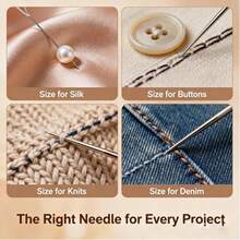 Stainless Steel Large Eye Sewing Needles, Knitting And Crochet Supplies, 5 Sizes Knitting Needles With Storage Box, DIY Handcraft Threading Needles, Perfect Crochet Project Set - Multi-color/Multi-style - View 2