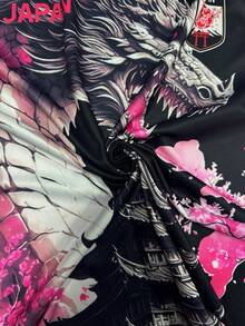 Personalized Japanese Men's Football Jersey & Dragon Pattern Youth Lightweight Soft & Match, Training, Casual Wear & Gift & Art Painting - Black - View 9