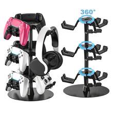 3-Tier Aluminum Alloy Controller Holder Stand, Rotatable Gamepad And Headset Hanger With Anti-Slip Base, Gaming Desk Organizer For P5/P4, XSX/XSS, Switch 2 And PC Controllers - View 2