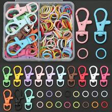 112pcs/Box DIY Random Mixed Color Key Ring Making Parts, Includes 12pcs Colorful Enamel Rotating Lobster Clasp + 100pcs Jump Rings, Suitable For Braided DIY Keychains, Bag Charms, Spring Clasps, Pet Collar Connectors, Open Connectors, Keychain Accessory Making Materials, DIY Key Ring Accessory Making - Lobster Buckle & Jump Ring - View 1