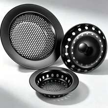1 Set Gold/Black/Silver Kitchen Sink Drain Filter Strainer Set, Plated Sink Filter Basket With Push-Down Drain Plug, Anti-Clogging Sink Drain Cover, Suitable For Kitchen Sink, Random Color And Style - Multicolor - View 12