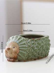 1pc Creative Kiln-Changed K Bronze-Colored Mini Ceramic Hedgehog Flower Pot Ornament, Cute Personalized Cartoon Animal Shape, Desktop Micro Landscape Planter Container, Home Balcony Decoration Fun Craft Small Ornament - Flowerpot - View 9