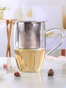 3pcs-Double Handle Stainless Steel Tea Strainer Single Handle Stainless Steel Tea Strainer - Silver - View 2