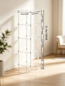 Transparent Acrylic 6-Tier Corner Storage Rack, Multi-Size Tall Floor Display Stand, Square Transparent Organizer Shelf, Suitable For Bathroom, Bedroom, Living Room - Multicolor - View 7