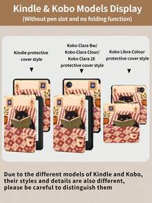 Kingsung 黑貓閱讀圖案平板保護殼，相容 iPad Air 8 (M4) 2026 11"/13"、9.7"/10.2"/10.5"/10.9"/12.9"、Pro 11"、第10代，Galaxy Tab S6 Lite 10.4"，Kindle Paperwhite 2024 第12代，Kindle 2022 第11代，防震保護殼附智能支架，支援自動喚醒/睡眠功能 - 彩色 - 查看 12