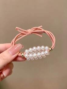 5/10pcs Pearl Hair Ties For Women, High Elasticity 4-Strand Hair Bands, Fresh Daily Hair Styling - Multicolor - View 10