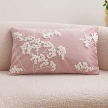 1件粉色碎花刺繡枕套，春夏花卉枕套，適合室內裝飾，四季通用裝飾枕套，不含枕芯 - 粉色 - 查看 12