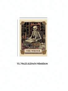 1pc Frameless Vintage Gothic Tarot Skeleton Wall Art Print, Minimalist Witchy Room Decor For Dorm, Bedroom, Party, Back To School, Funky Posters - Frameless - View 12