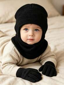 1 件装 1-6 岁幼儿纯色可爱针织帽，柔软舒适保暖护耳，适合秋冬季休闲户外使用 - 2pcs - 查看 6