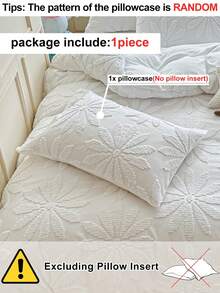1pc White Floral Cut Flower Bed Pillowcase, Minimalist Solid Color Pastoral Style Jacquard Polyester Throw Pillow Cover Suitable For Sofa, Ins Style Decorative Long Pillowcase, Machine Washable, No Filling - White - View 4